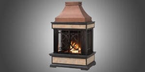 Smith Collection Outdoor Patio Wood Burning Steel Fireplace with Chimney