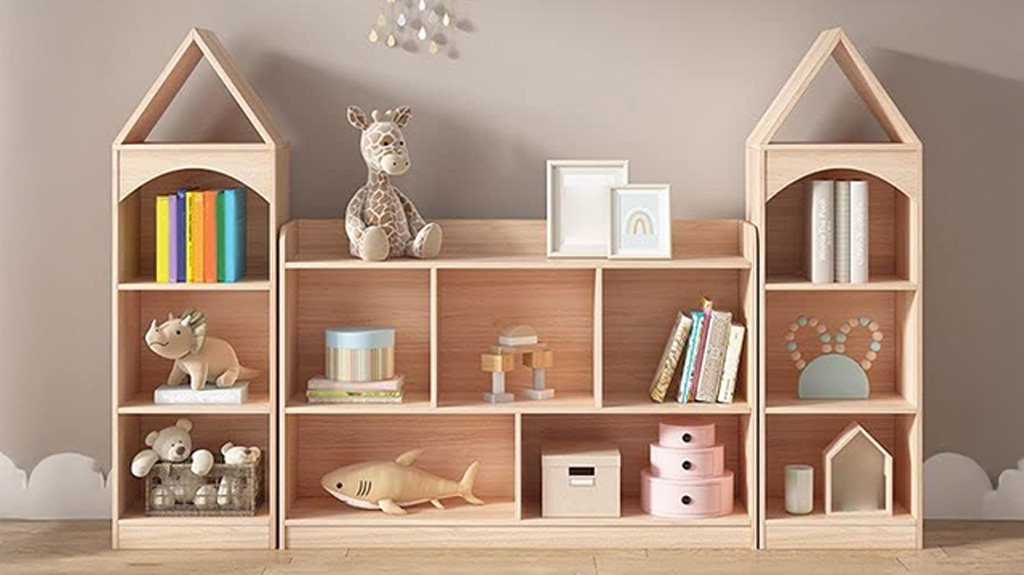 CraftThink Home Kids Dollhouse Bookshelf and Toy Organizer – Solid Wood Floor Standing Bookcase for Nursery, Homeschool or Playing Room – Natural Wood Color CraftThink Home Kids Dollhouse Bookshelf and Toy Organizer - Solid Wood Floor Standing Bookcase for Nursery, Homeschool or Playing Room - Natural Wood Color