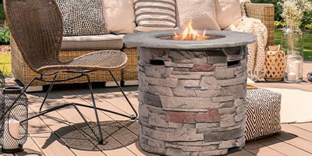 SUNBURY Outdoor Patio Round Fire Pit Table