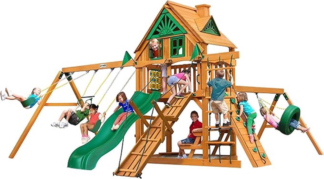 frontier wooden swing set