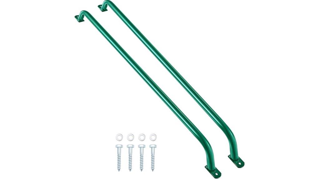 green metal playground safety handles