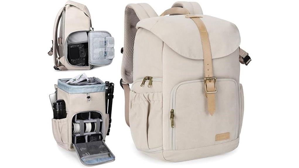 ivory white camera backpack
