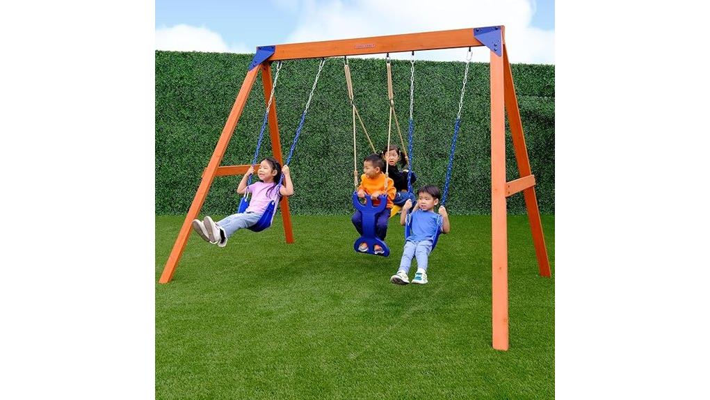 sturdy cedar wooden swingset