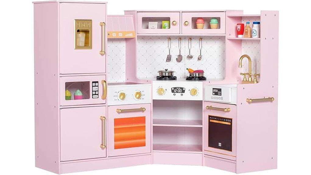 wooden colorful corner play kitchen