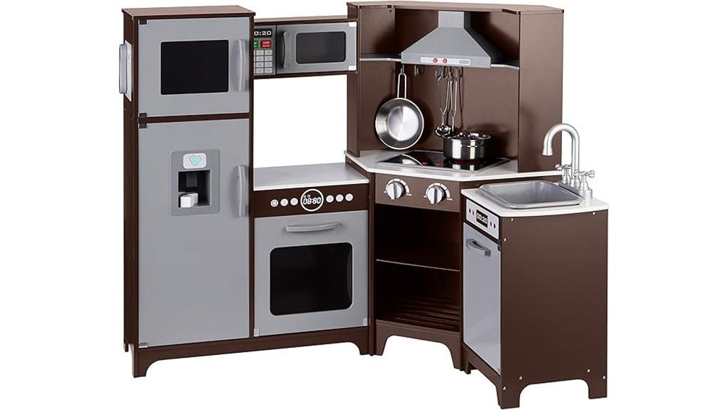 wooden kids interactive play kitchen