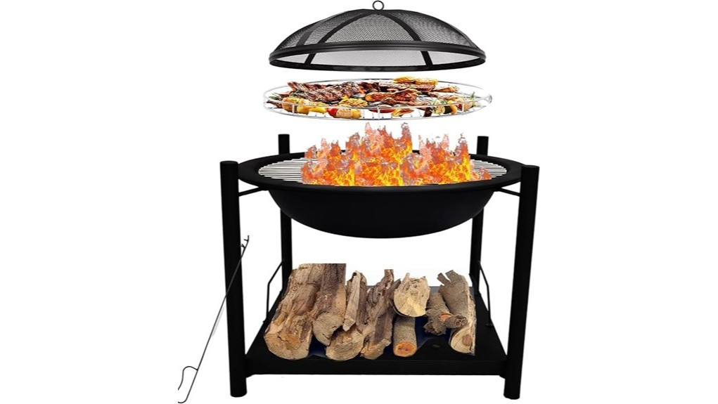 26 inch portable wood firepit