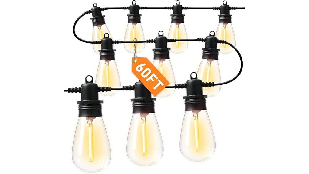 60ft edison style outdoor stringlights