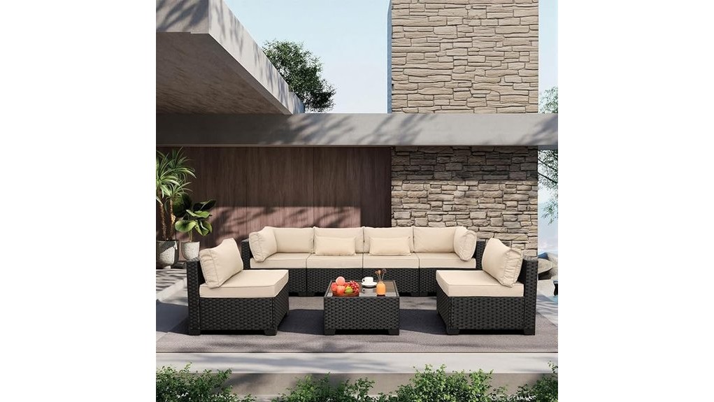 7 piece pe wicker patio set