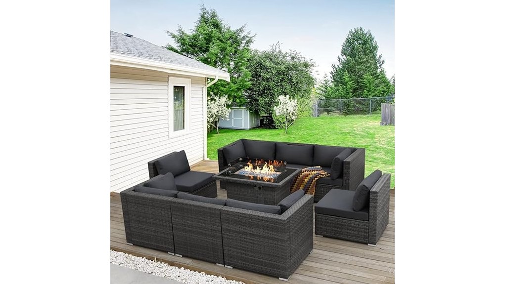 9 piece high back outdoor sectional