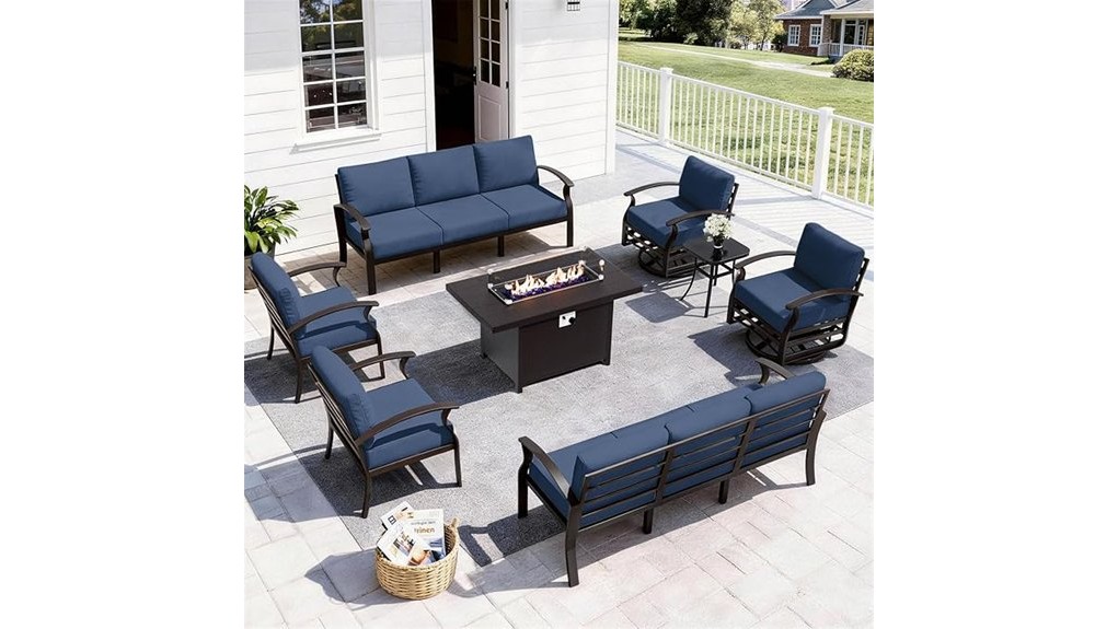 aluminum patio set with firepit