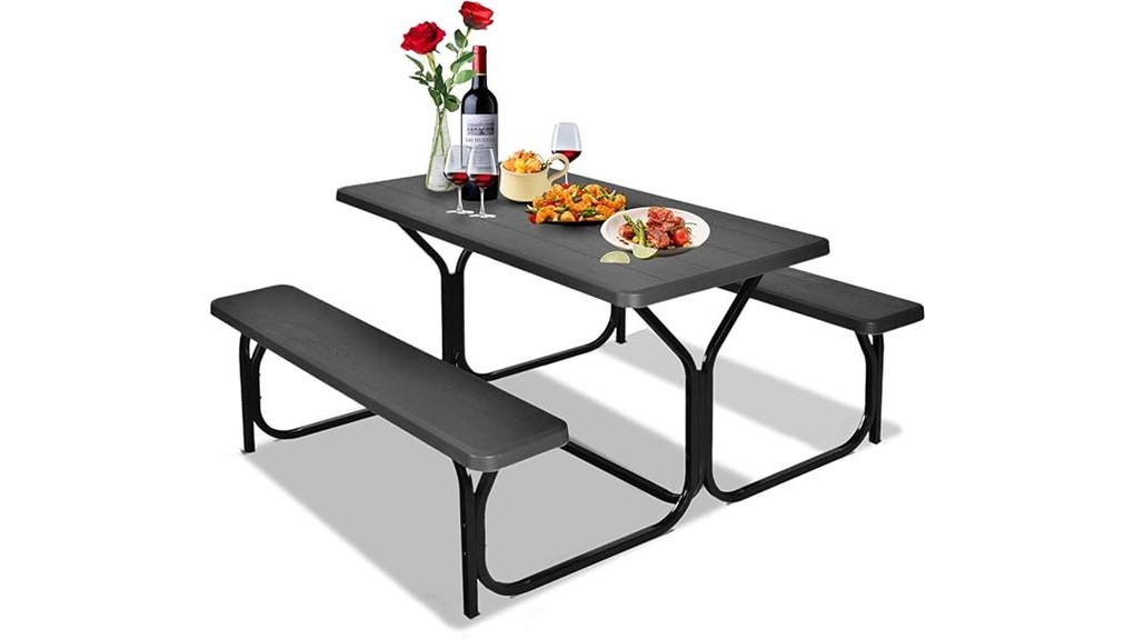 black outdoor picnic table