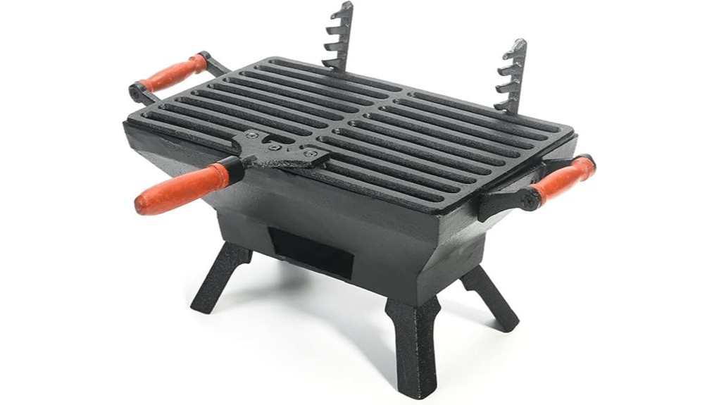compact cast iron charcoal grill