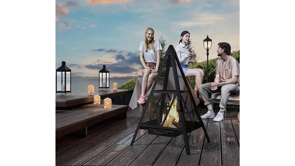 compact modern pyramid firepit