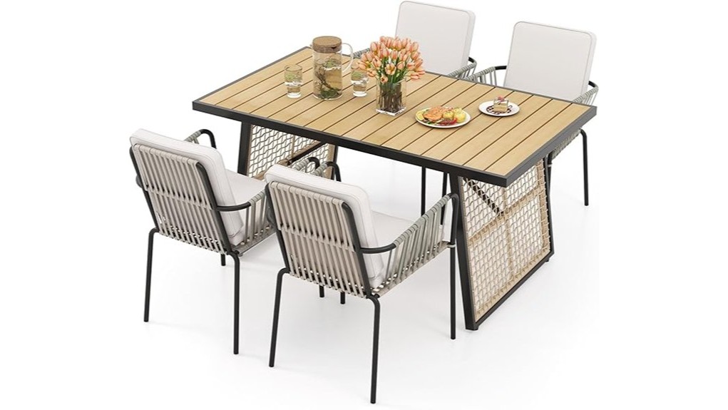 compact modern rattan dining set
