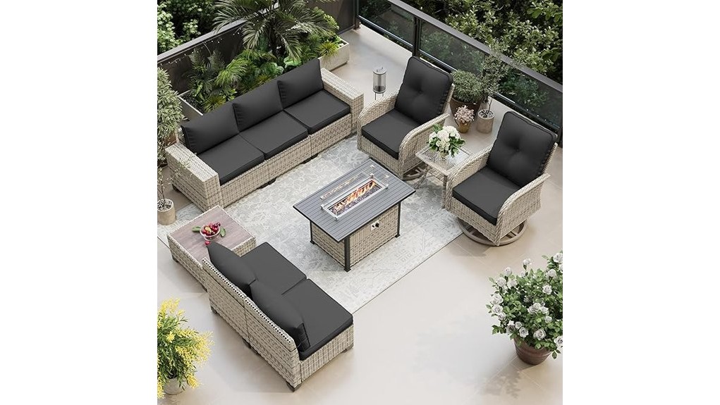 dark grey 10 piece patio set