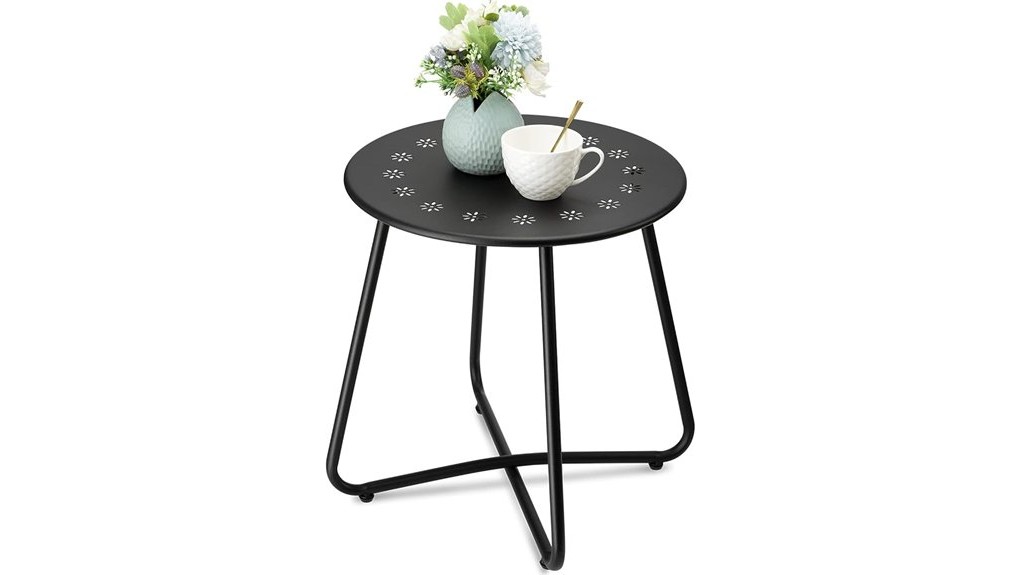 decorative floral metal side table