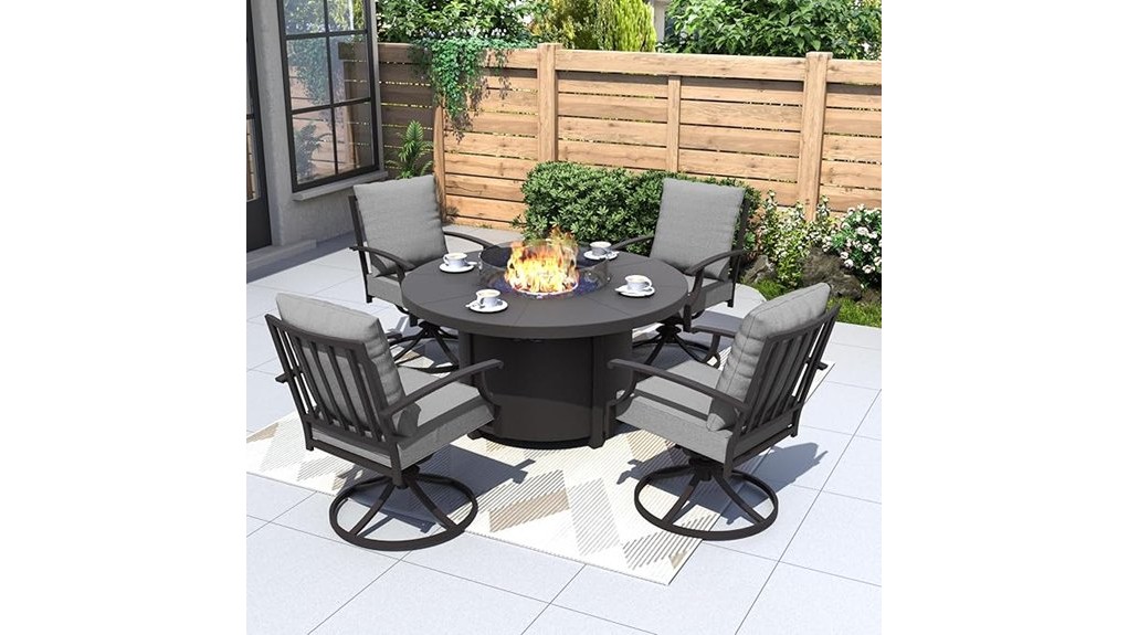 five piece metal patio set