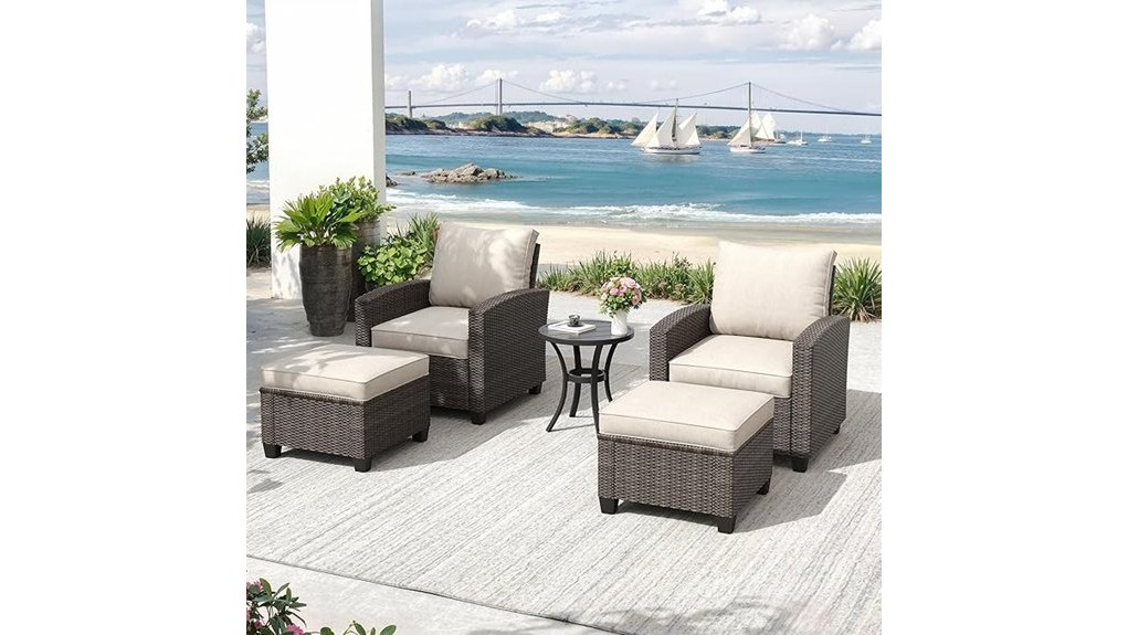 five piece wicker patio set