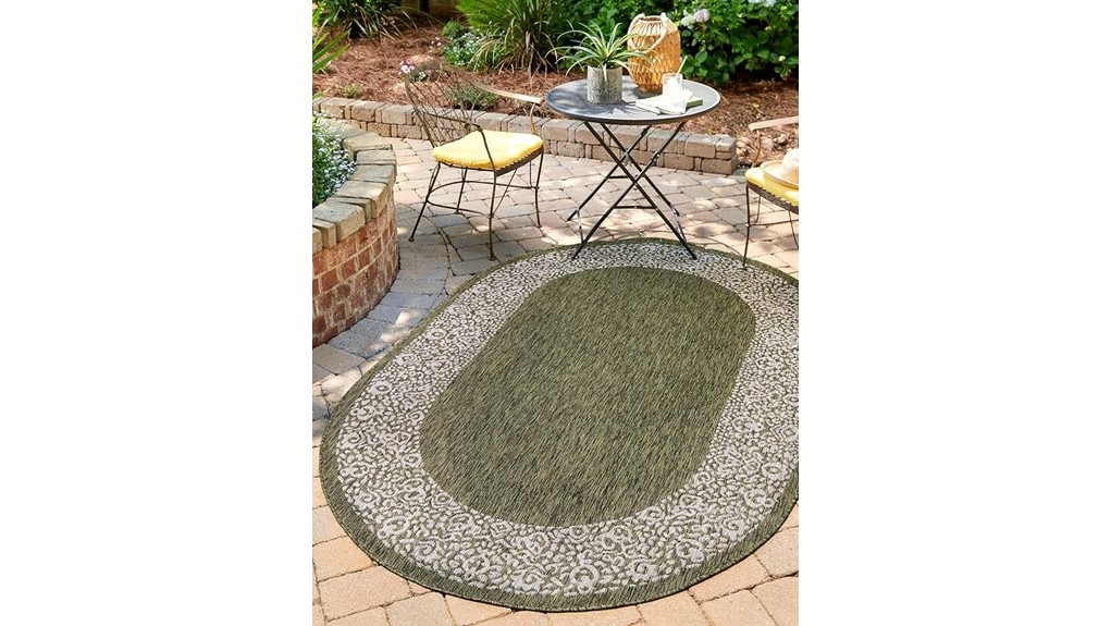 floral bordered outdoor area rug