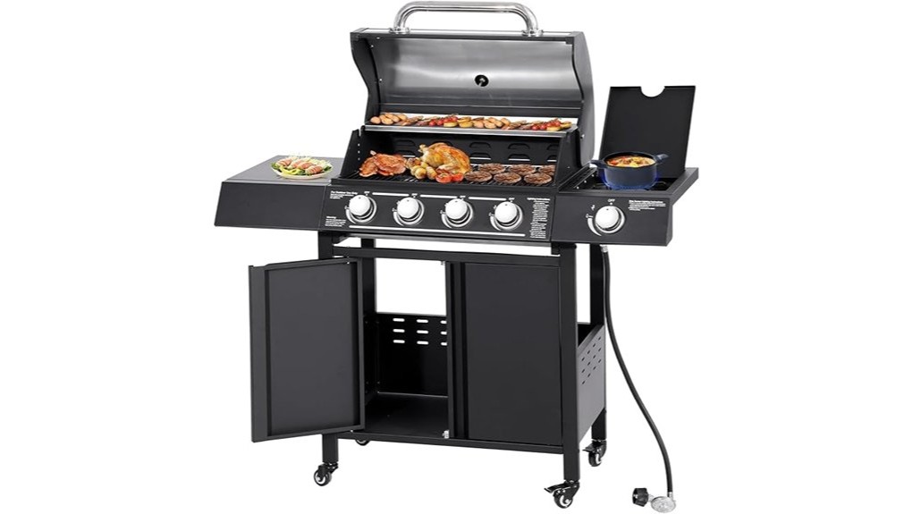 four burner propane grill with sideburner