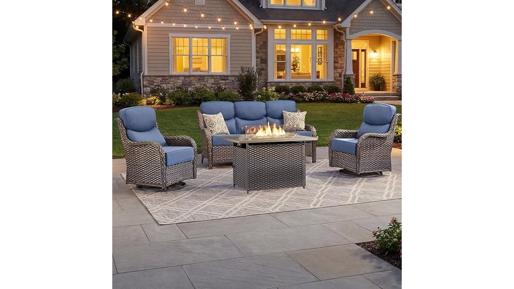 luxury patio set with 6 inch cushions