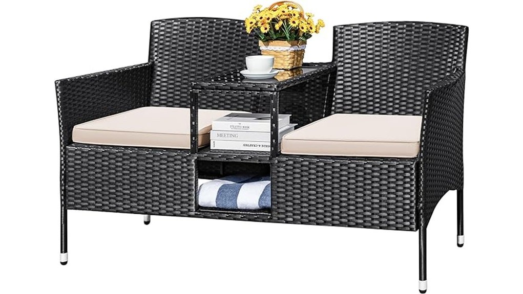 modern rattan two seat loveseat