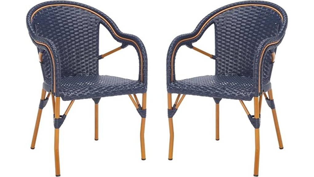 navy upholstered bistro armchair