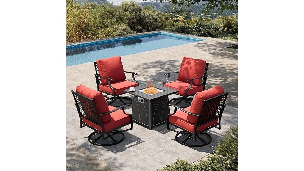 outdoor five piece firepit set
