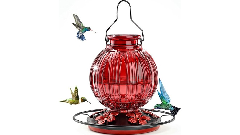 outdoor glass hummingbird feeder