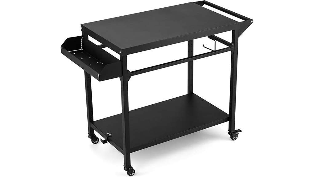 outdoor grill and pizza stand