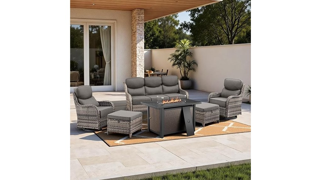 outdoor six piece wicker set