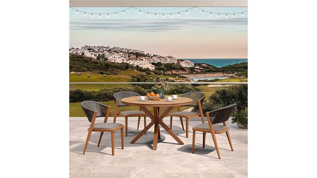 purple leaf five piece outdoor dining