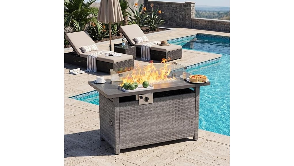 rectangular propane fire table