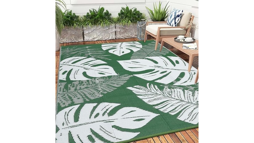 reversible green straw rug