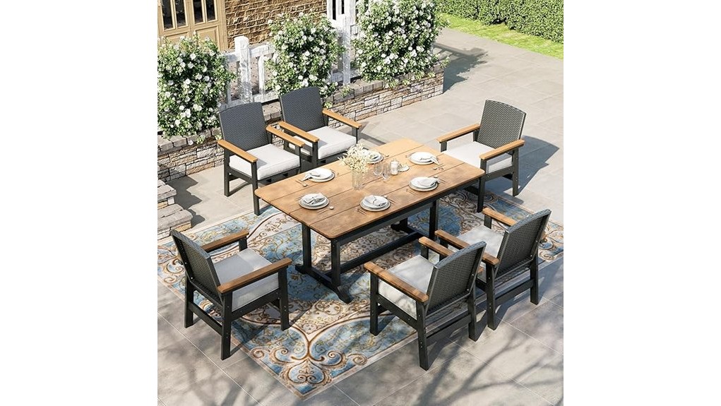 seven piece outdoor dining set