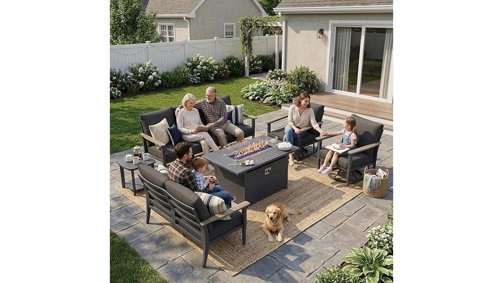 seven seat aluminum swivel rocking set