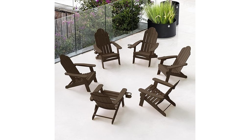 six piece blue folding adirondack chairs