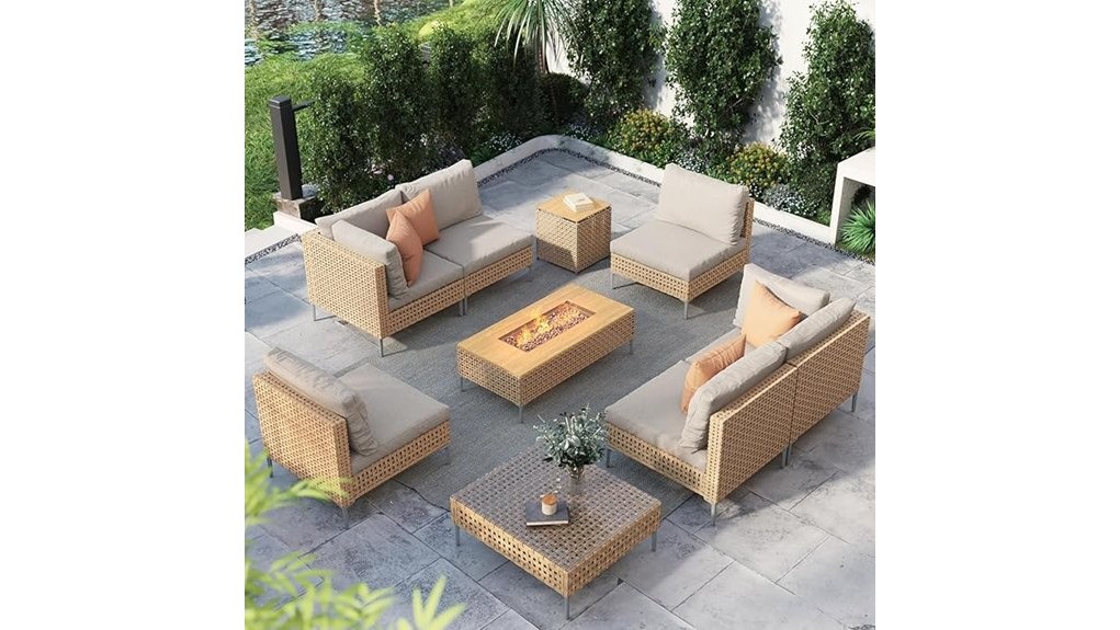 spacious nine piece patio set
