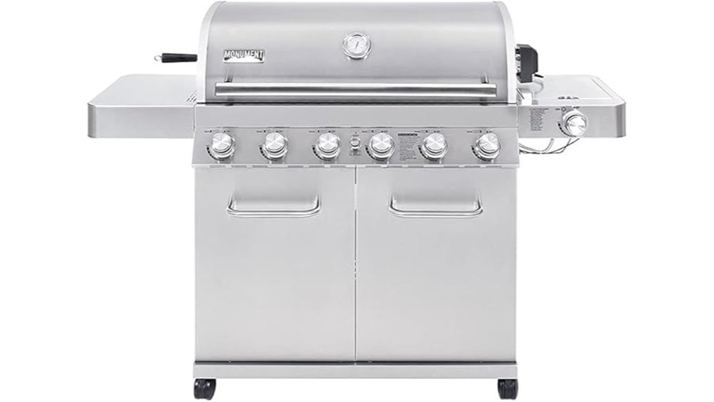 spacious six burner propane grill