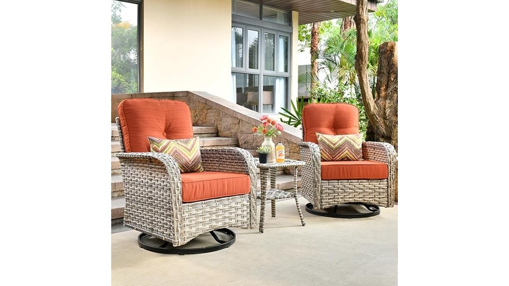 three piece outdoor swivel rocking