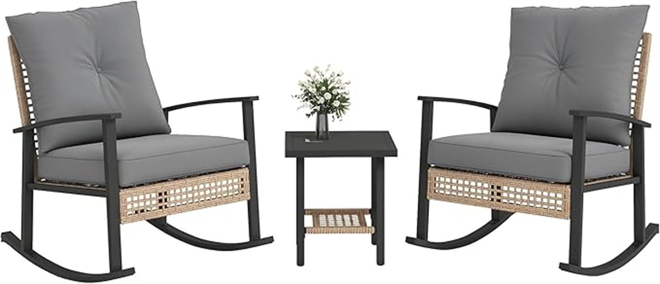 three piece rocking wicker bistro three piece rocking wicker bistro
