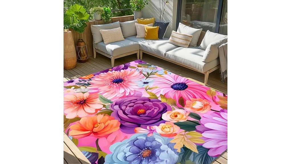 vibrant multicolor floral outdoor rug